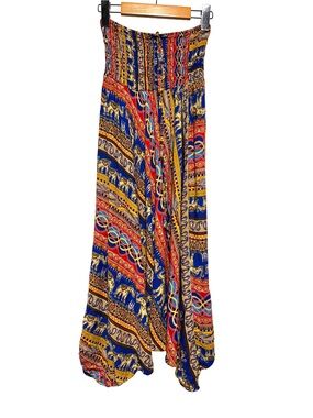 Thai Rhythm Elephant Print Harem Pants Boho Festival Rayon One Size